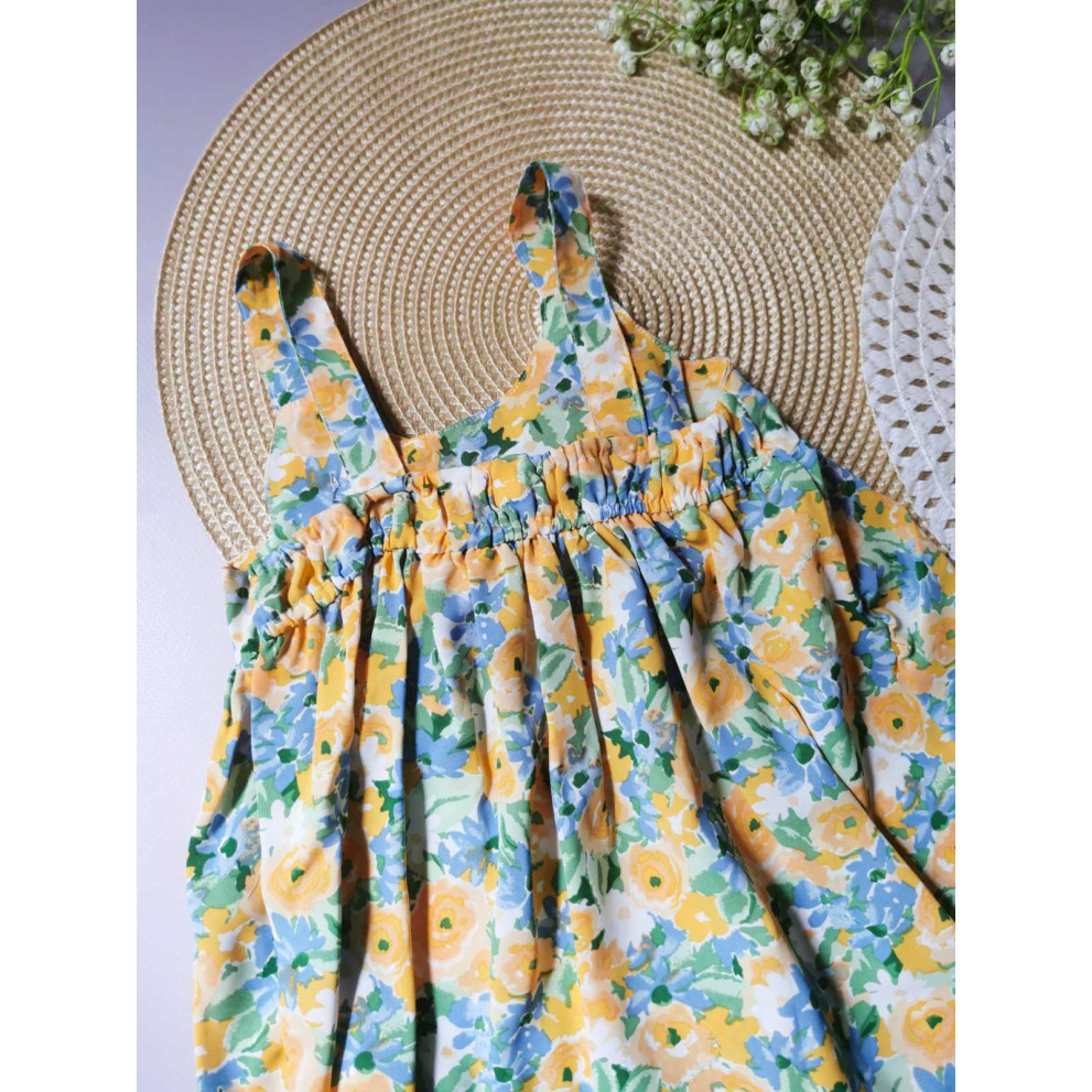 Комплект на літо для дівчинки з капелюшком жовтий бантик 10029