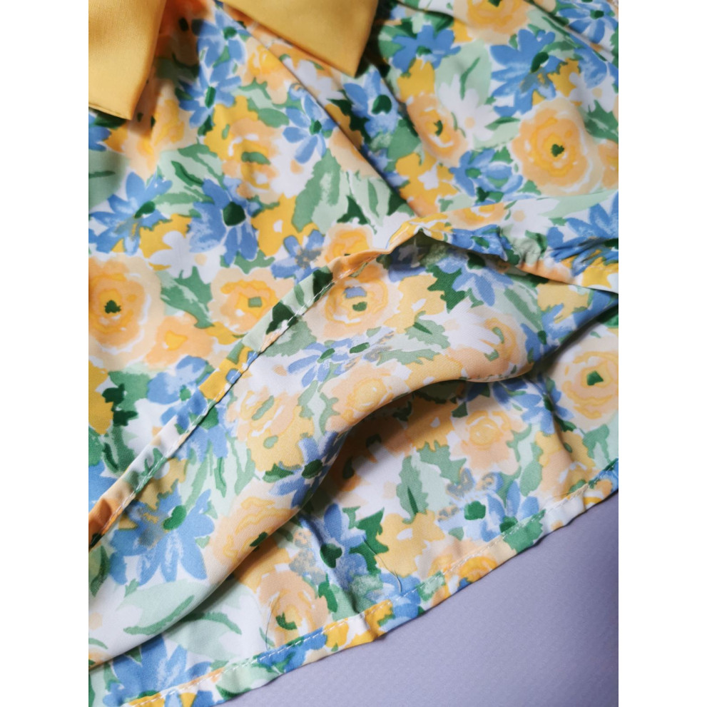 Комплект на літо для дівчинки з капелюшком жовтий бантик 10029