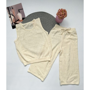 Комплект на літо для дівчинки зі штанцями в'язаний 10474