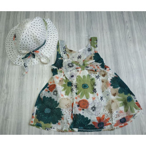 Комплект сукня + капелюх Flowers зелений 2959