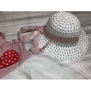 Комплект сукня+шляпка рожевий 4073