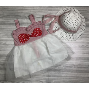 Комплект сукня+шляпка рожевий 4073