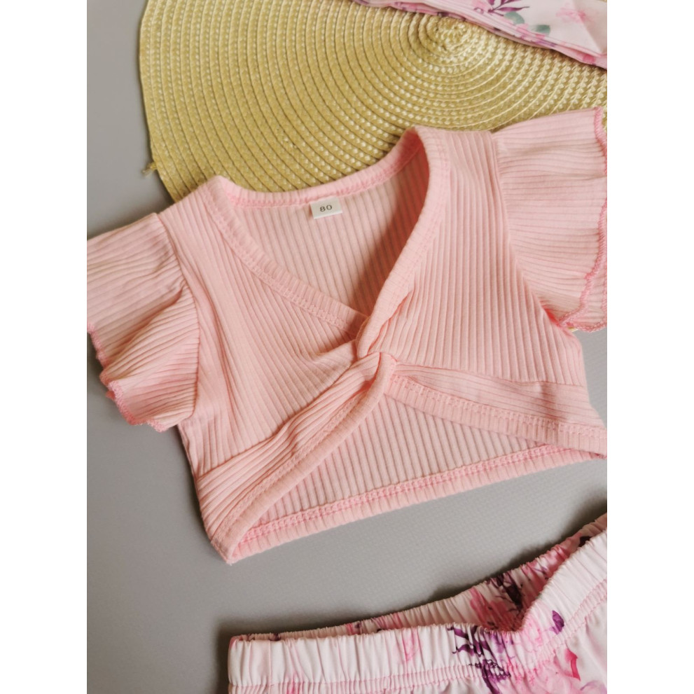 Комплектик на літо для дівчинки зі спідничкою рожевий 10072