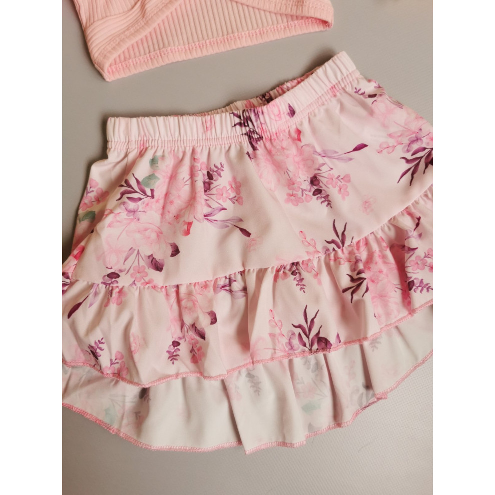 Комплектик на літо для дівчинки зі спідничкою рожевий 10072