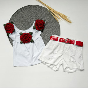 Костюм для дівчинки з шортами білий 10507