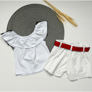 Костюм для дівчинки з шортами білий 10507