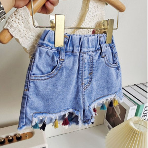 Костюм для дівчинки з джинсовими шортами  і в'язаною майкою 10512