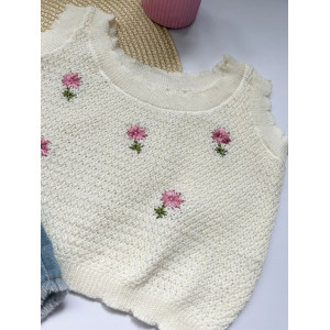 Костюм для дівчинки з джинсовими шортами  і в'язаною майкою 10512