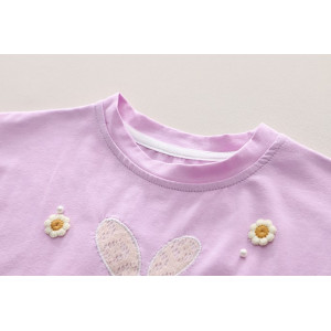 Костюм для дівчинки з джинсовими шортами Зайчик 10524