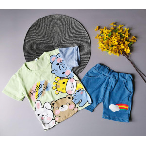 Костюм на літо хлопчику Hello, animales зелений 10484