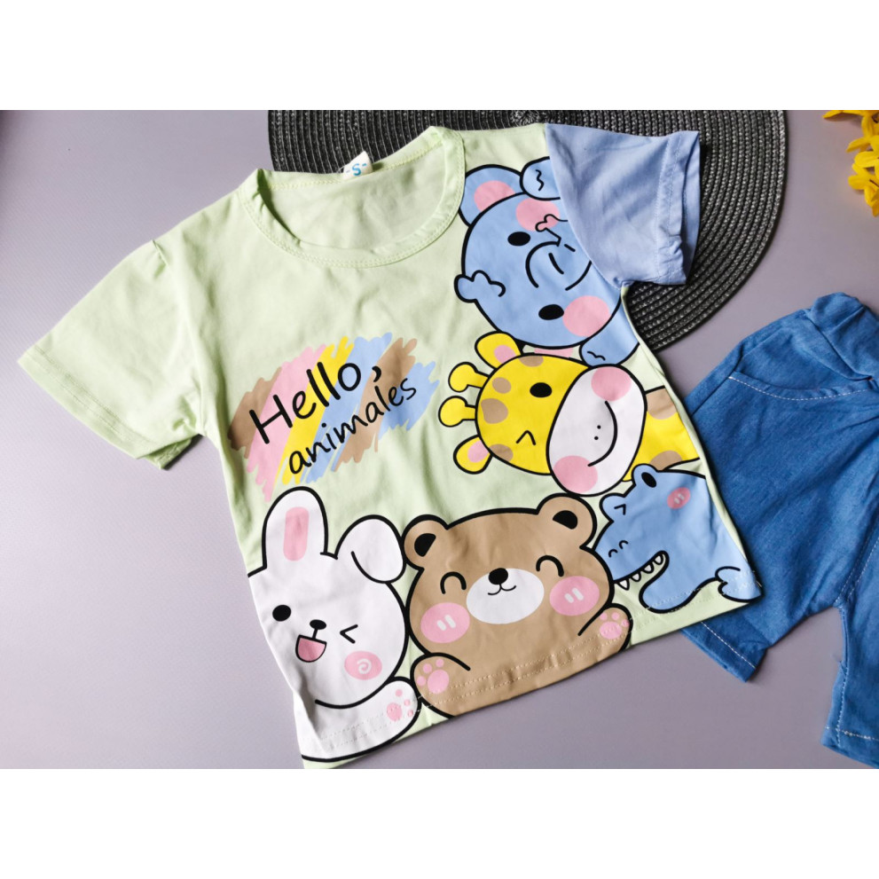 Костюм на літо хлопчику Hello, animales зелений 10484
