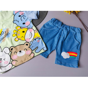 Костюм на літо хлопчику Hello, animales зелений 10484