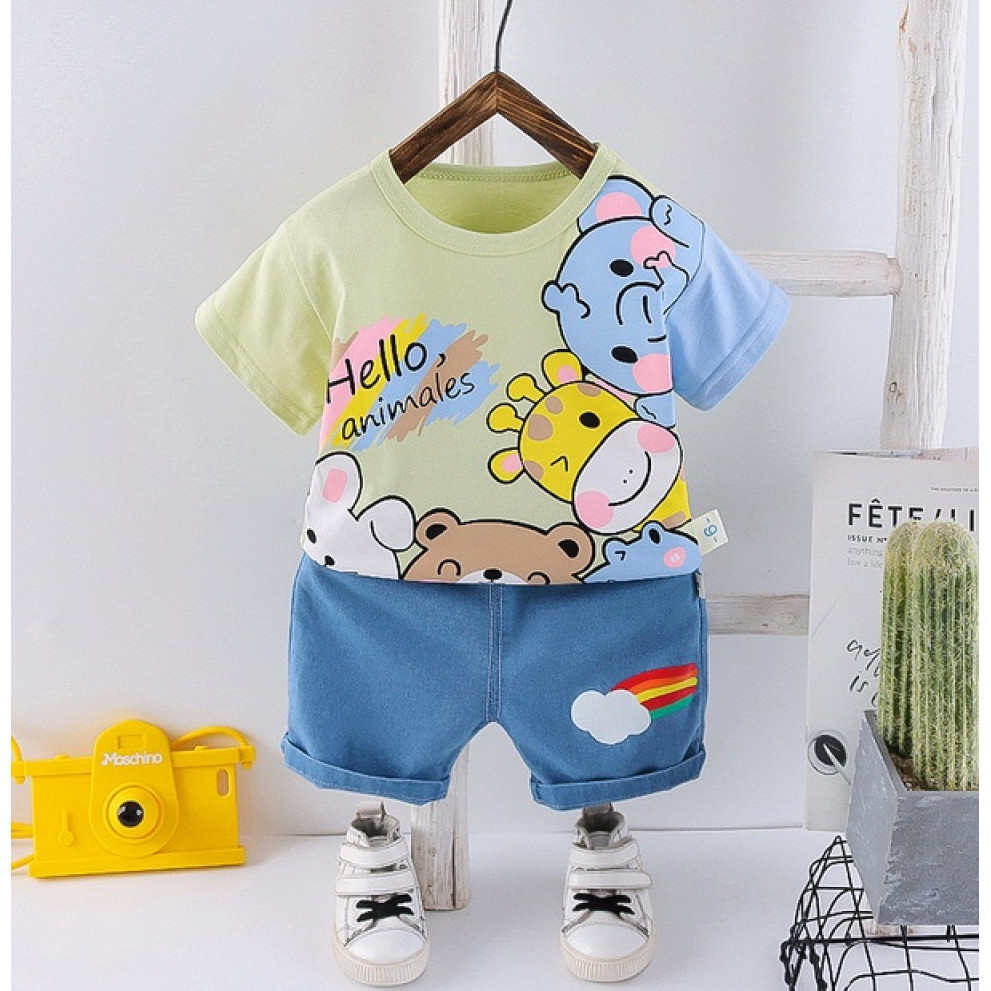 Костюм на літо хлопчику Hello, animales зелений 10484