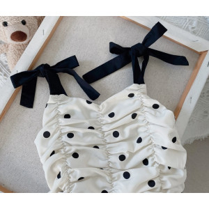 Костюм на літо для дівчинки майка в горох і шорти 10476