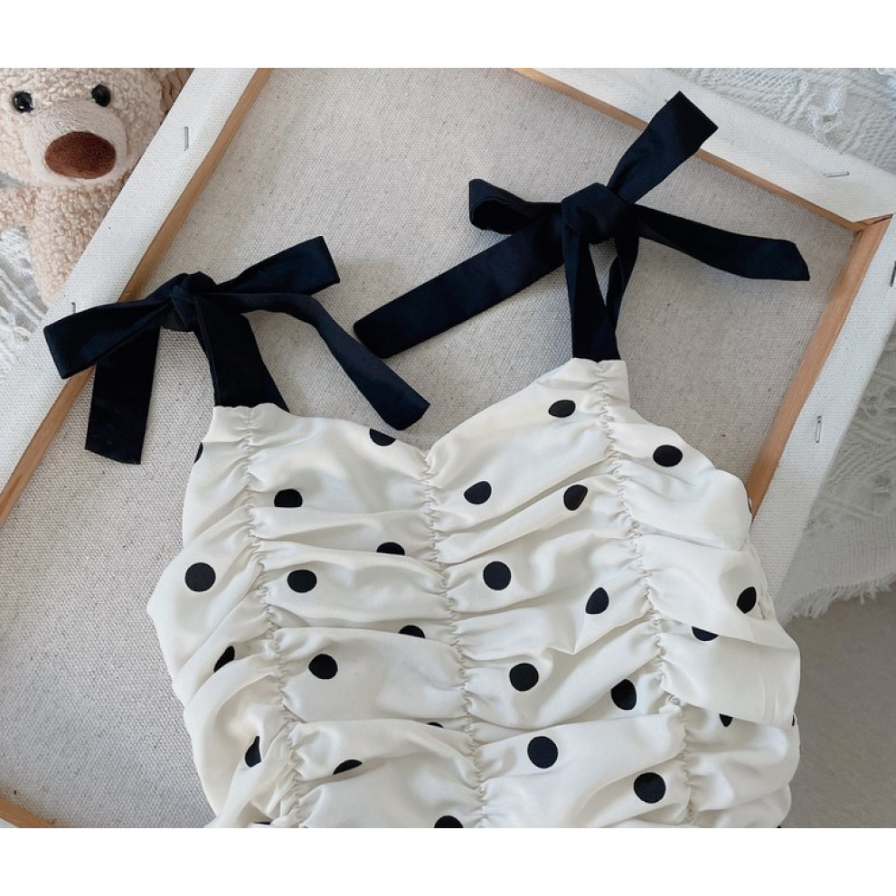 Костюм на літо для дівчинки майка в горох і шорти 10476