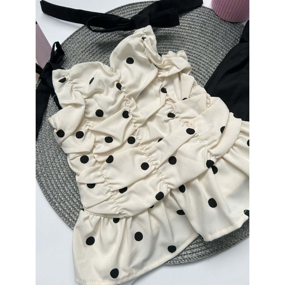 Костюм на літо для дівчинки майка в горох і шорти 10476