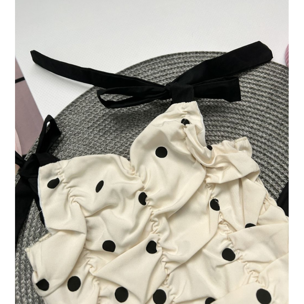 Костюм на літо для дівчинки майка в горох і шорти 10476