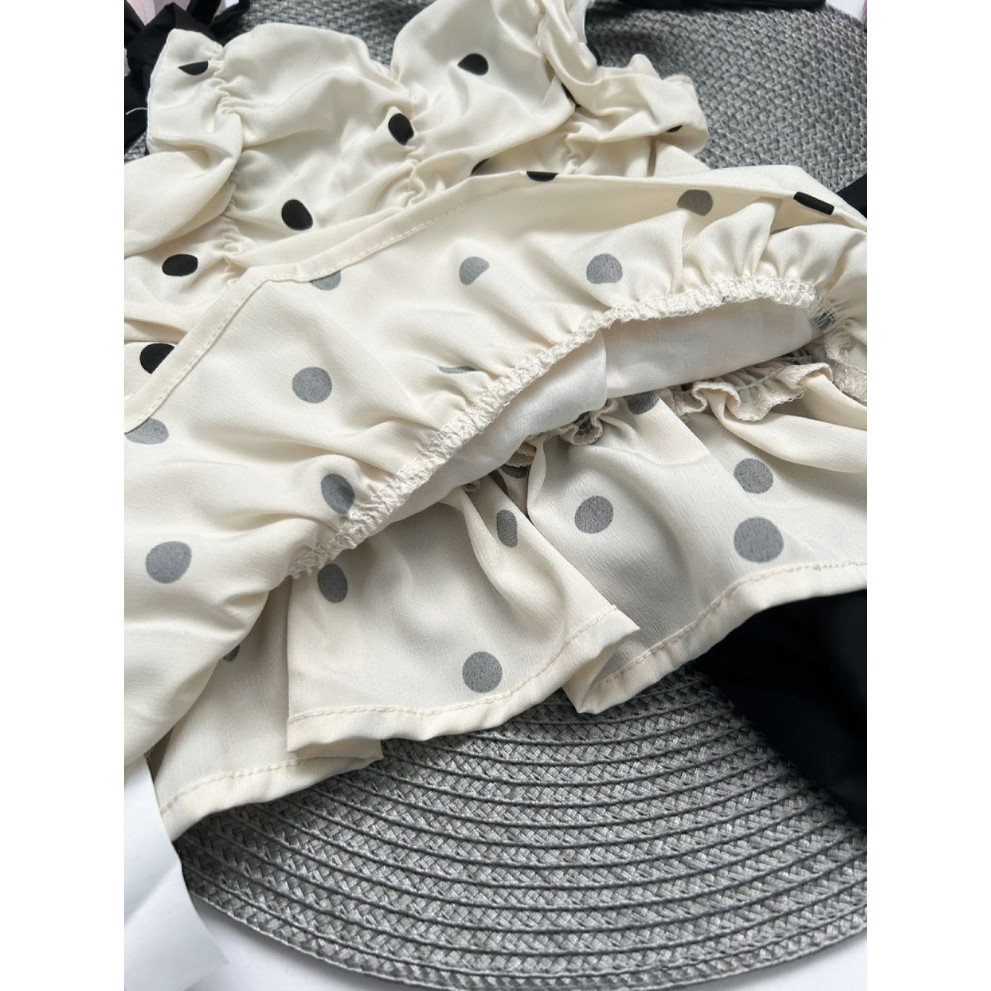 Костюм на літо для дівчинки майка в горох і шорти 10476