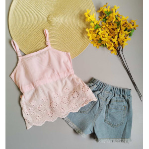 Костюм на літо для дівчинки рожева майка 10083