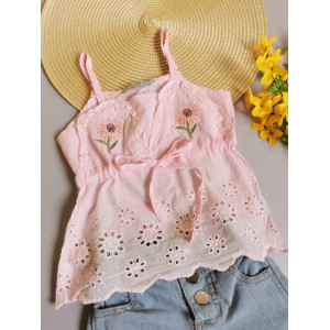 Костюм на літо для дівчинки рожева майка 10083