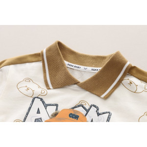 Костюм на літо хлопчику футболка і шорти з ведмедиком коричневий 10520