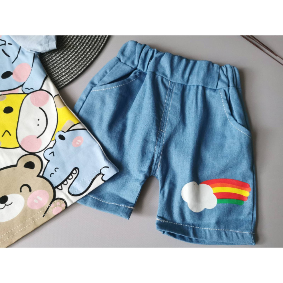 Костюм на літо хлопчику Hello, animales білий 10485