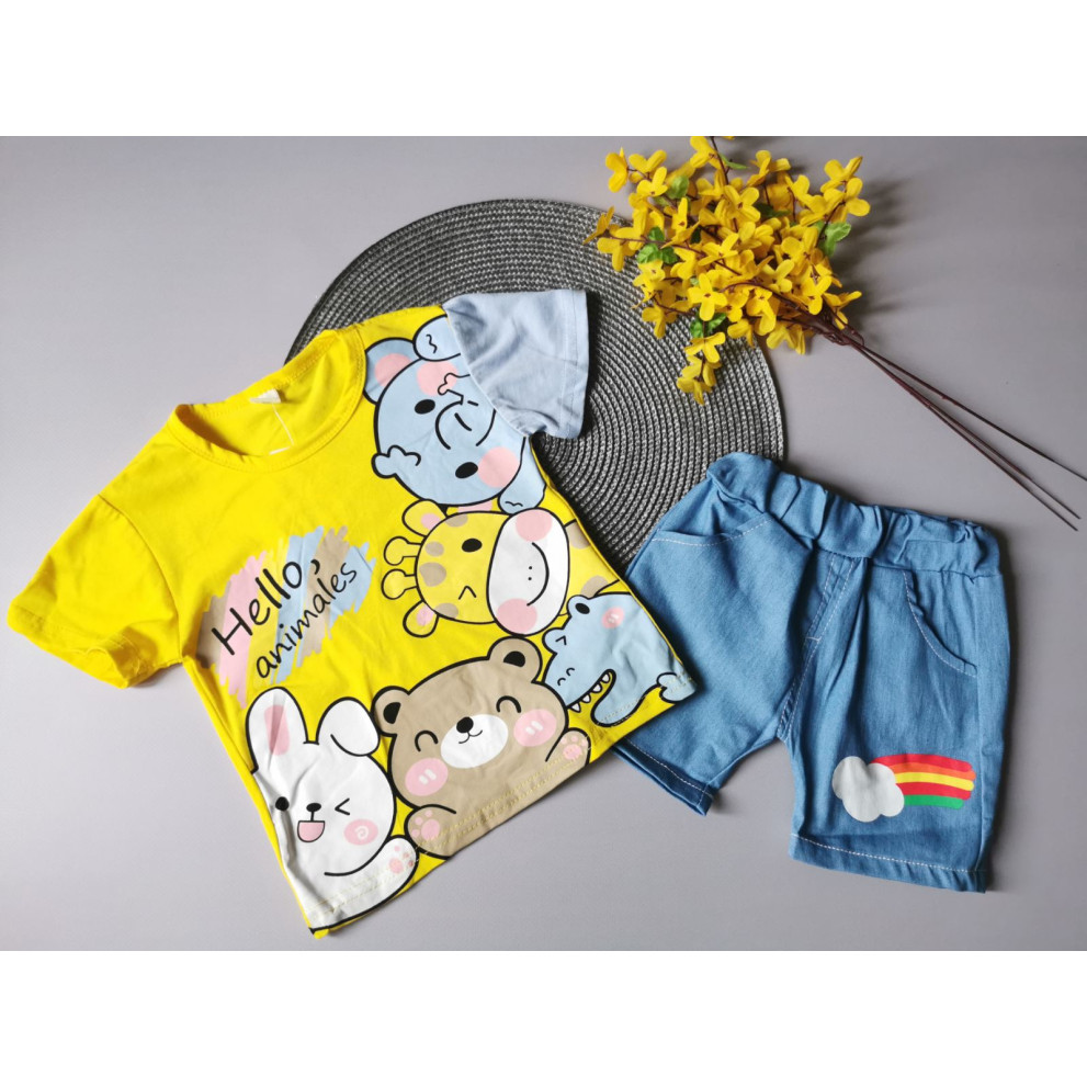 Костюм на літо хлопчику Hello, animales жовтий 10486