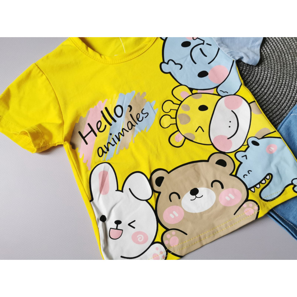 Костюм на літо хлопчику Hello, animales жовтий 10486