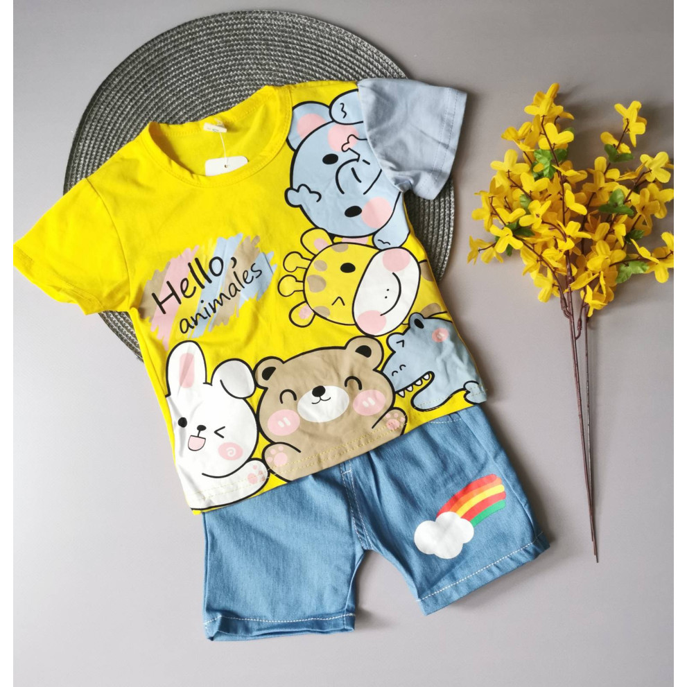Костюм на літо хлопчику Hello, animales жовтий 10486