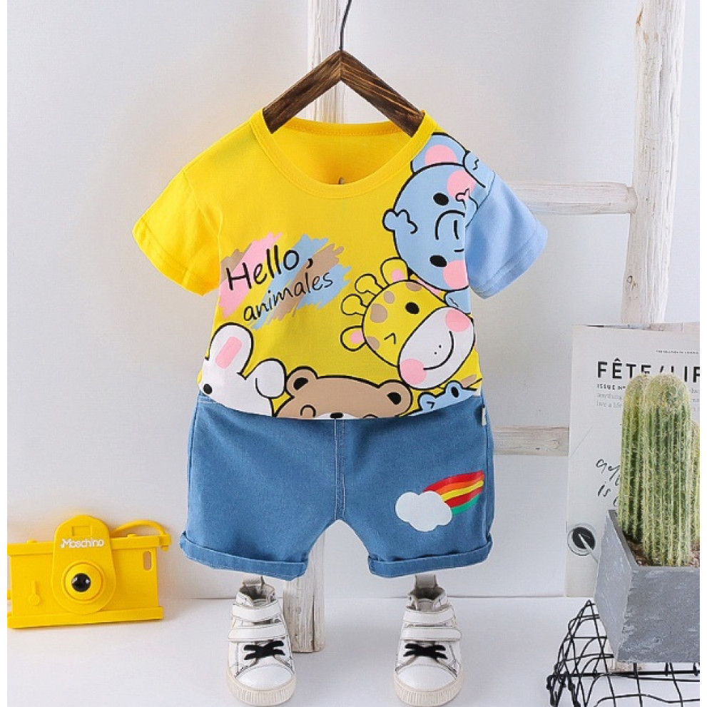Костюм на літо хлопчику Hello, animales жовтий 10486