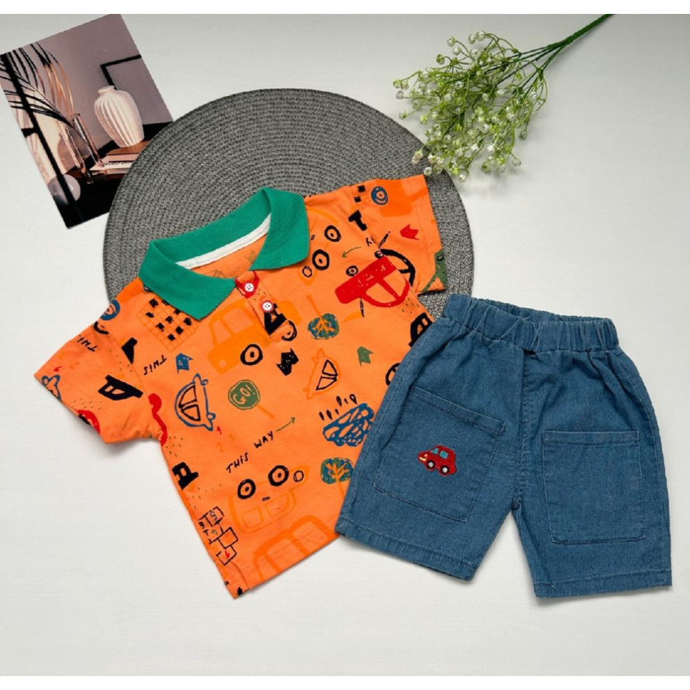 Костюм на літо хлопчику оранж футболка і шорти Cars 10530