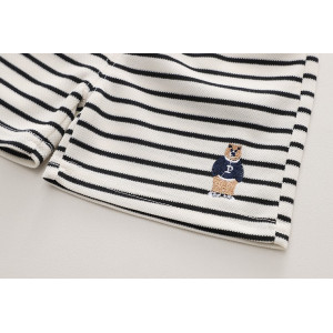 Костюм на літо хлопчику з ведмедиком Mountain коричнева футболка і шорти в полоску 10498