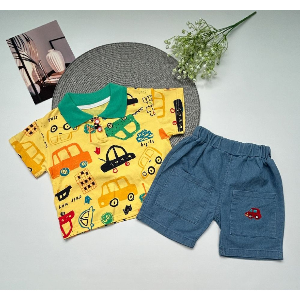 Костюм на літо хлопчику жовта футболка і шорти Cars 10531