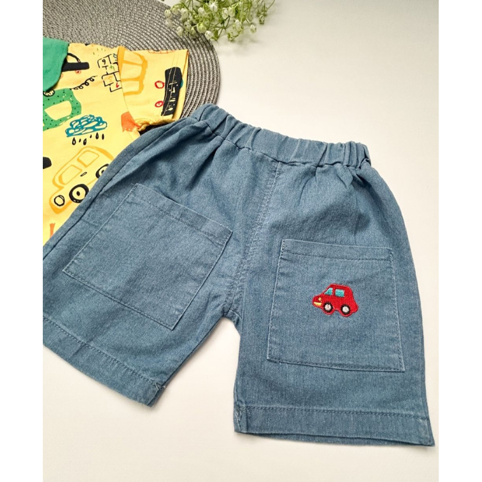 Костюм на літо хлопчику жовта футболка і шорти Cars 10531