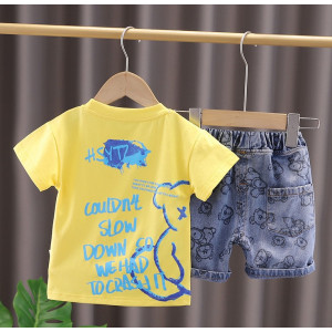 Костюм на літо хлопчику жовта футболка і шорти в ведмедиками 10496