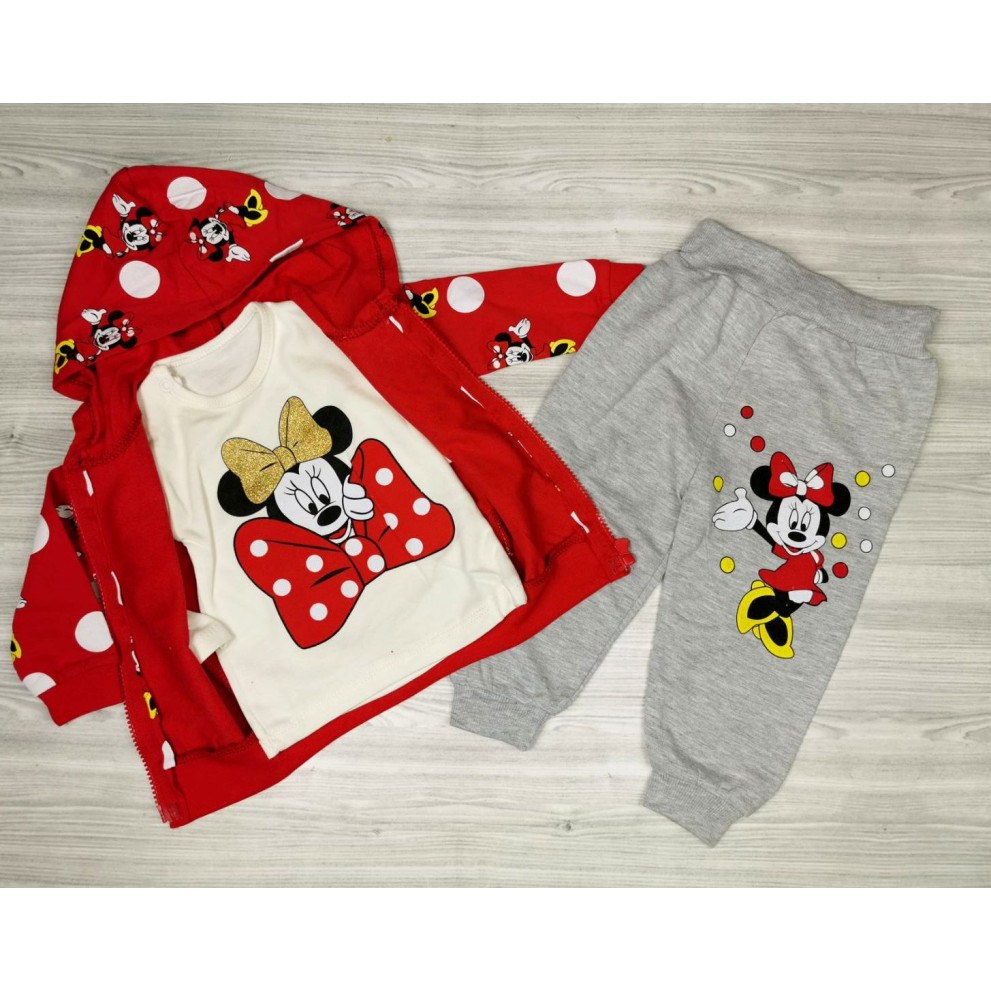 Костюм-трійка для дівчинки червоний 1010