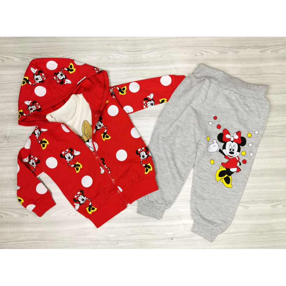 Костюм-трійка для дівчинки червоний 1010