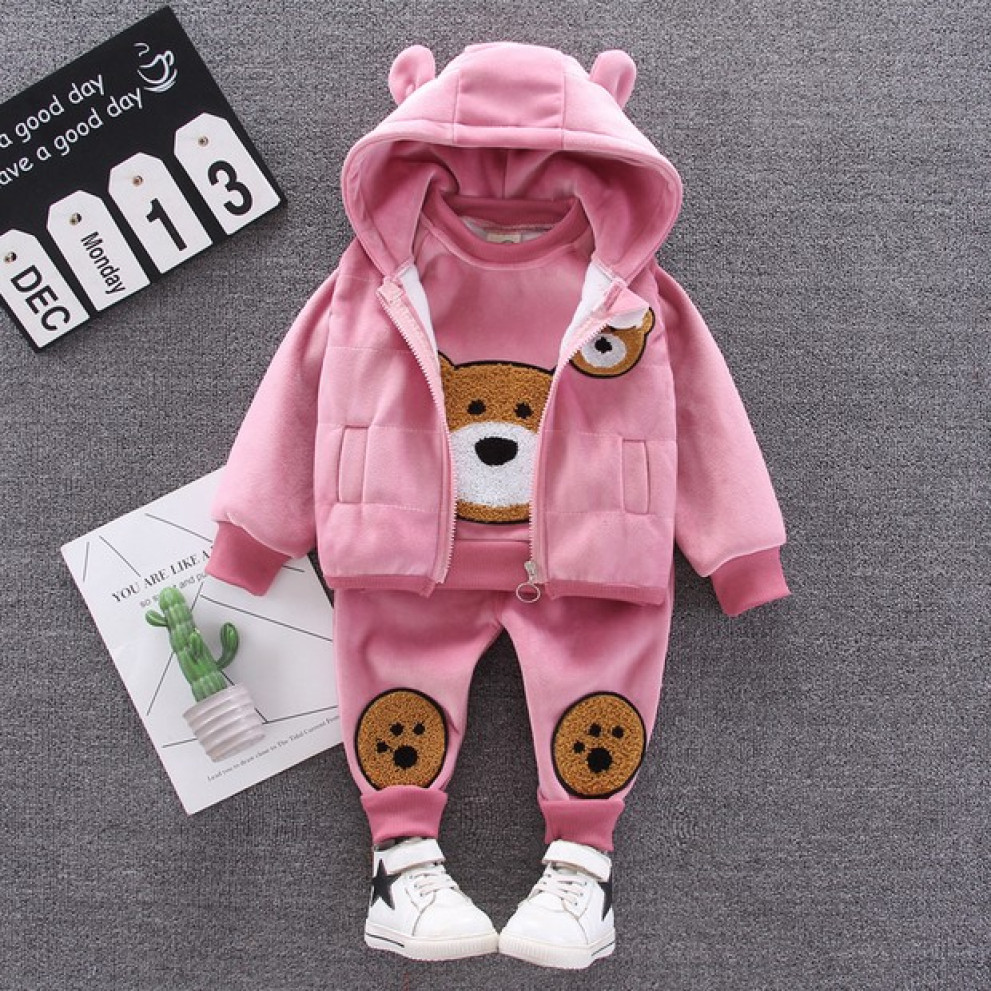 Костюм трійка Ведмедик рожевий 4666