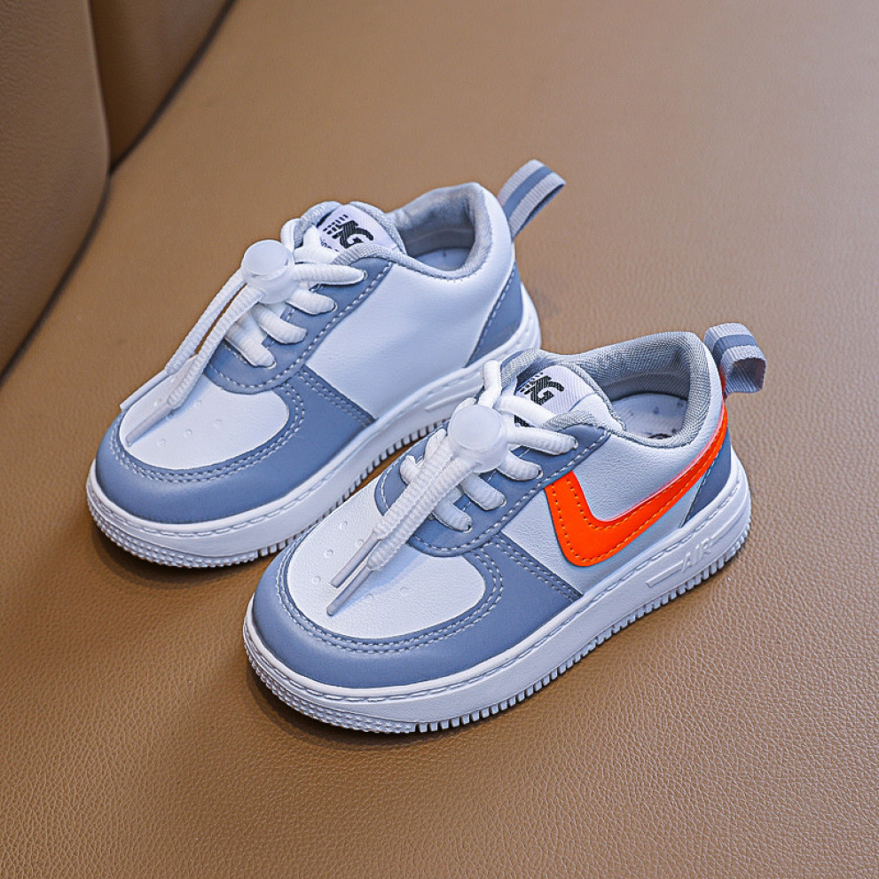 Кросівки дитячі Air білі з помаранчевими смужками