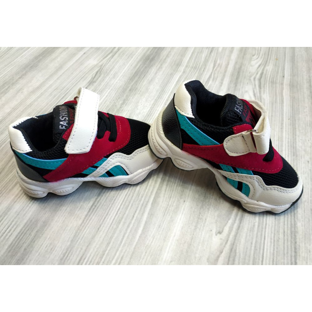 Кросівки дитячі NO.1 з бордово-бірюзовими смужками