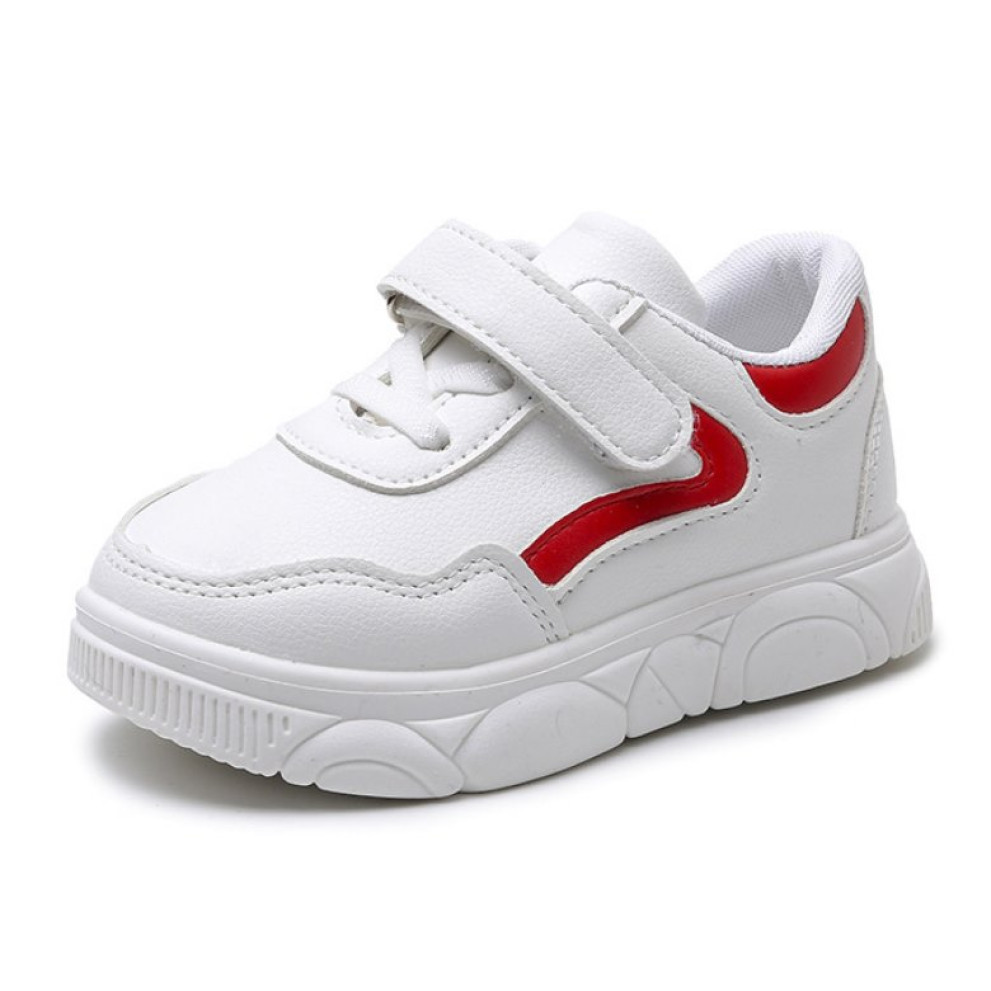 Кросівки дитячі PU-шкіра білі з червоними смужками