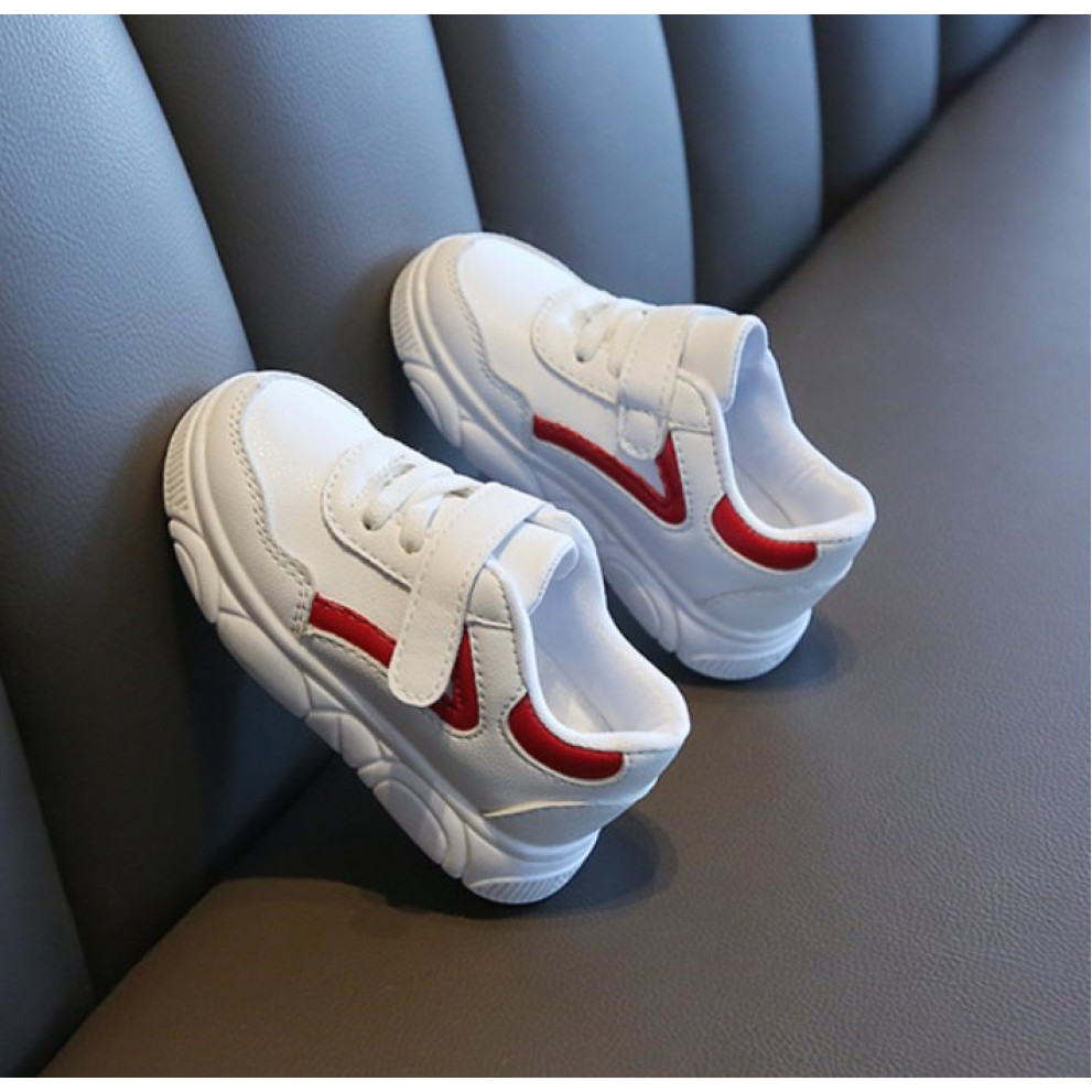 Кросівки дитячі PU-шкіра білі з червоними смужками