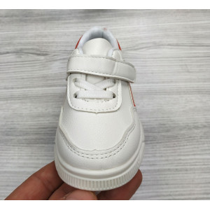 Кросівки дитячі PU-шкіра білі з червоними смужками