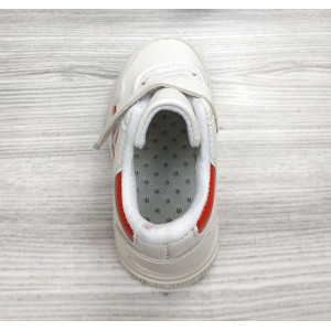 Кросівки дитячі PU-шкіра білі з червоними смужками