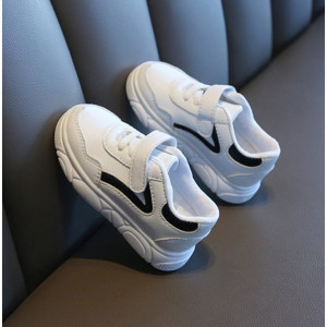 Кросівки дитячі PU-шкіра білі з чорними смужками