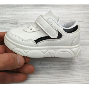 Кросівки дитячі PU-шкіра білі з чорними смужками