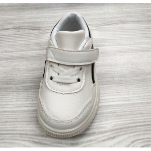 Кросівки дитячі PU-шкіра білі з чорними смужками