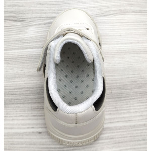 Кросівки дитячі PU-шкіра білі з чорними смужками