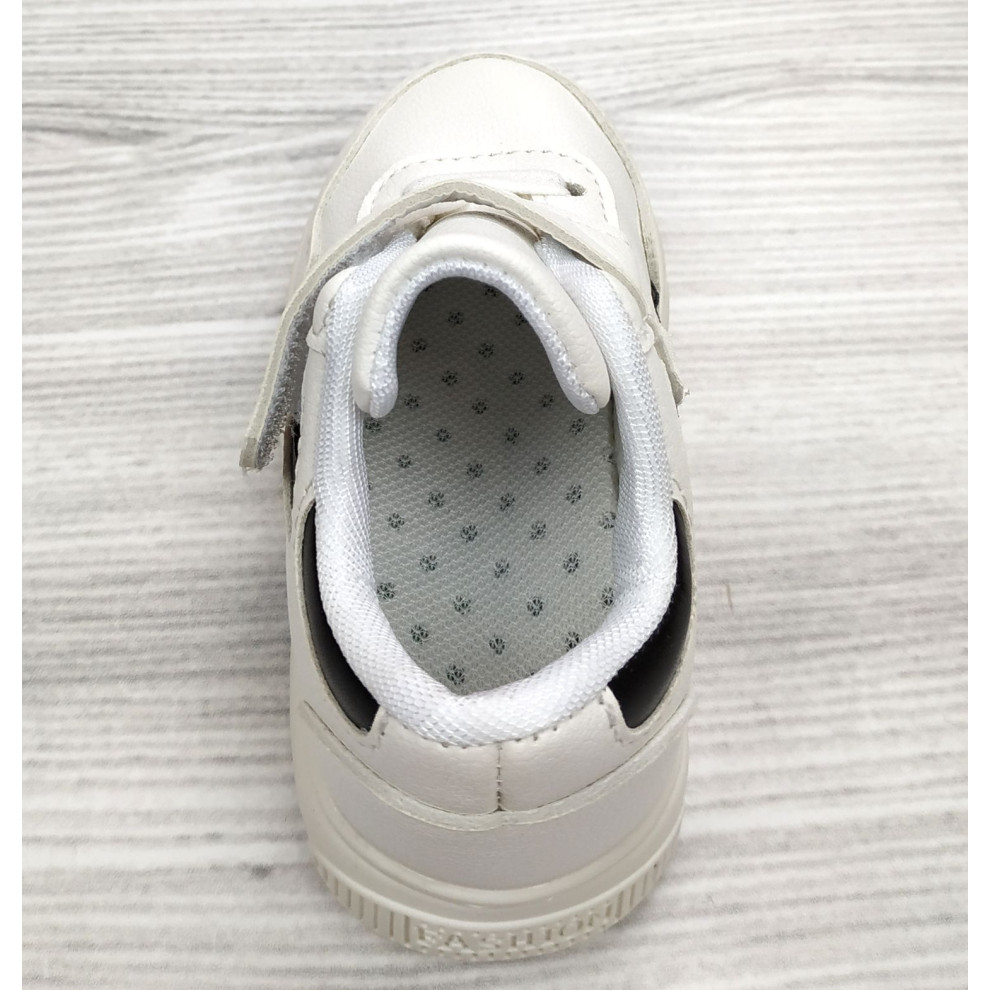 Кросівки дитячі PU-шкіра білі з чорними смужками