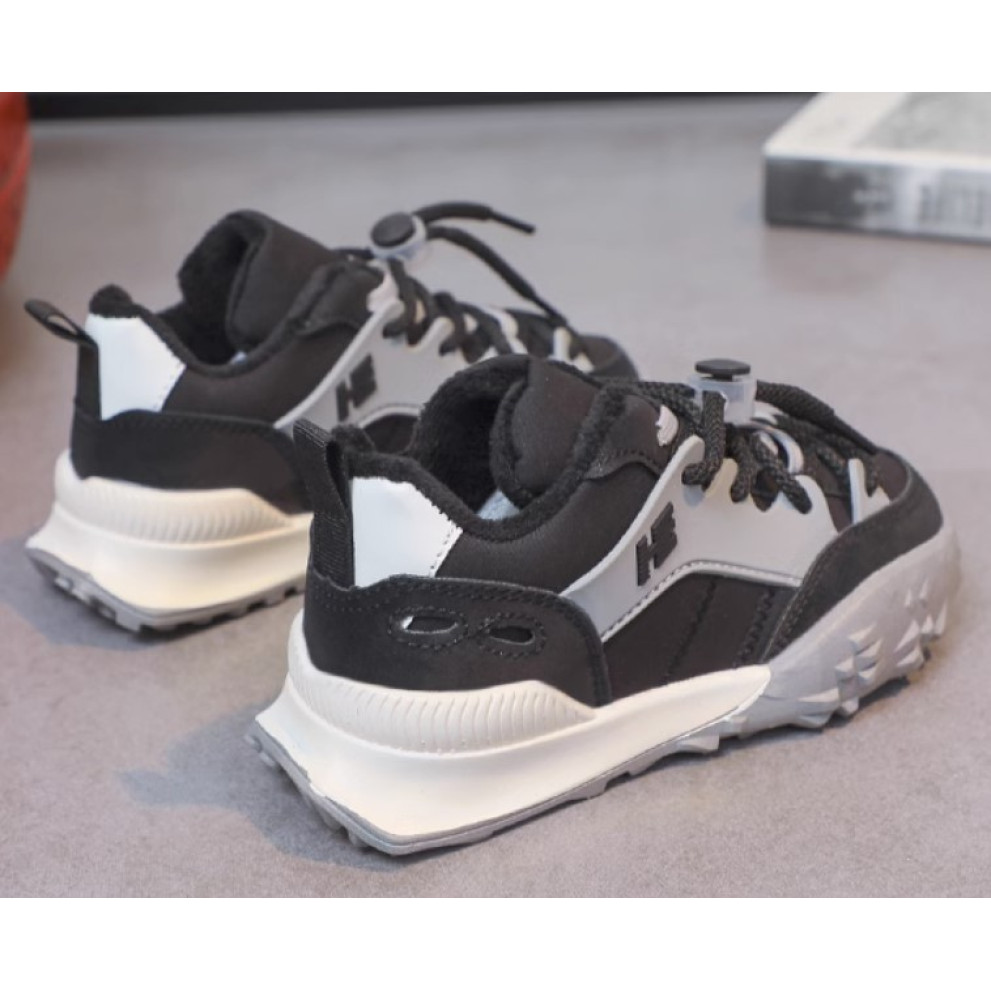 Кросівки дитячі утеплені флісом hЕ чорно-сірі